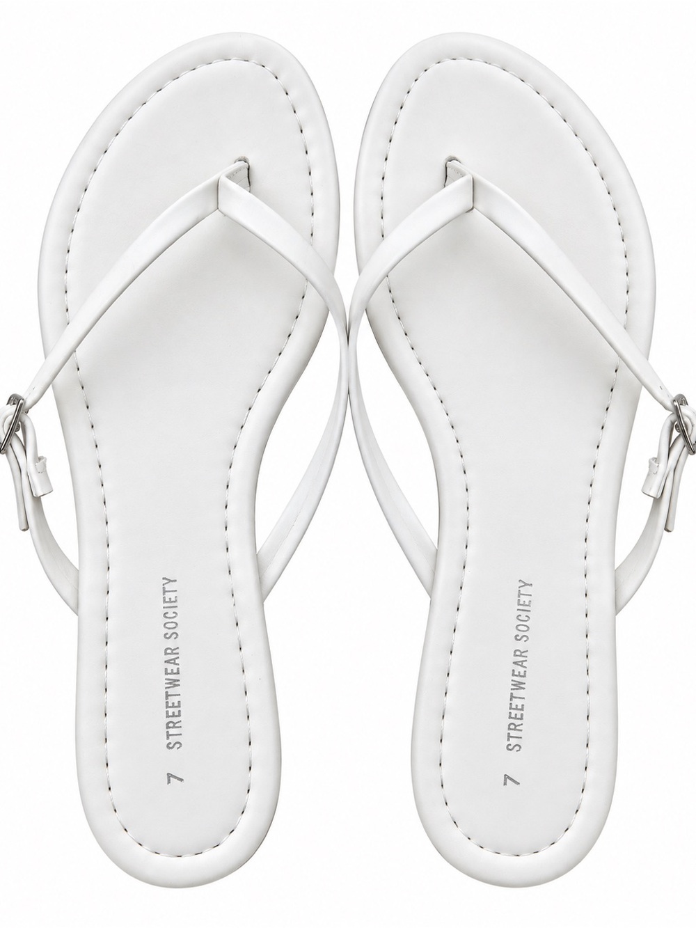 Streetwear Society White Minimalist Thong Sandals Size 7